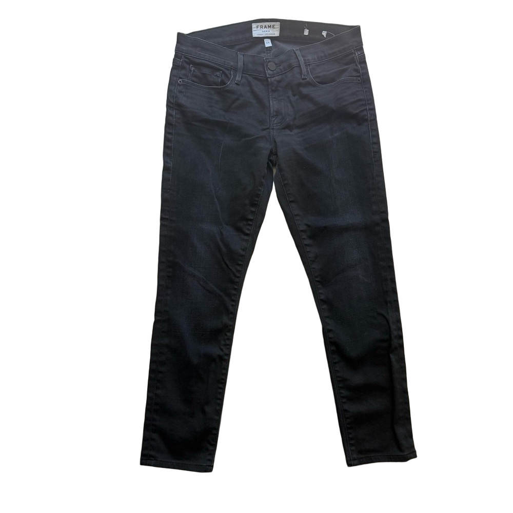 Frame Denim Black Charcoal Distressed Skinny Jeans Size 25 Denim Streetwear
